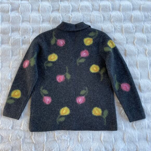 🔥Caroll Reed Wool Floral Embroidered Artsy Sweater Cardigan Cottage Grandmacore - Picture 8 of 15